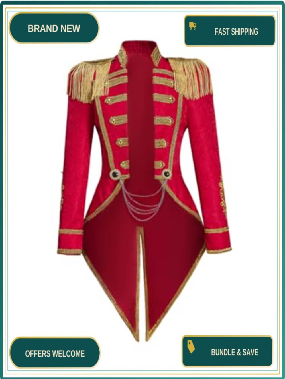 Ringmaster Tailcoat Circus Costume Polyester Long Sleeve Cosplay Jacket
